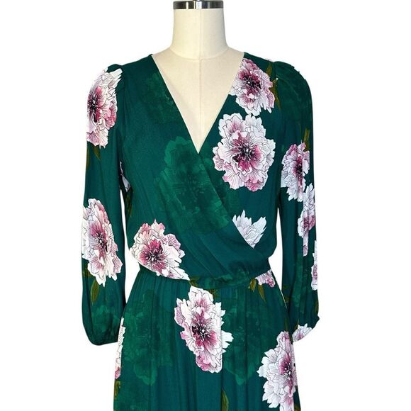 NEW Anthropologie Tracy Reese Aleah Green Floral Ruffle Midi Dress | S - Picture 10 of 11